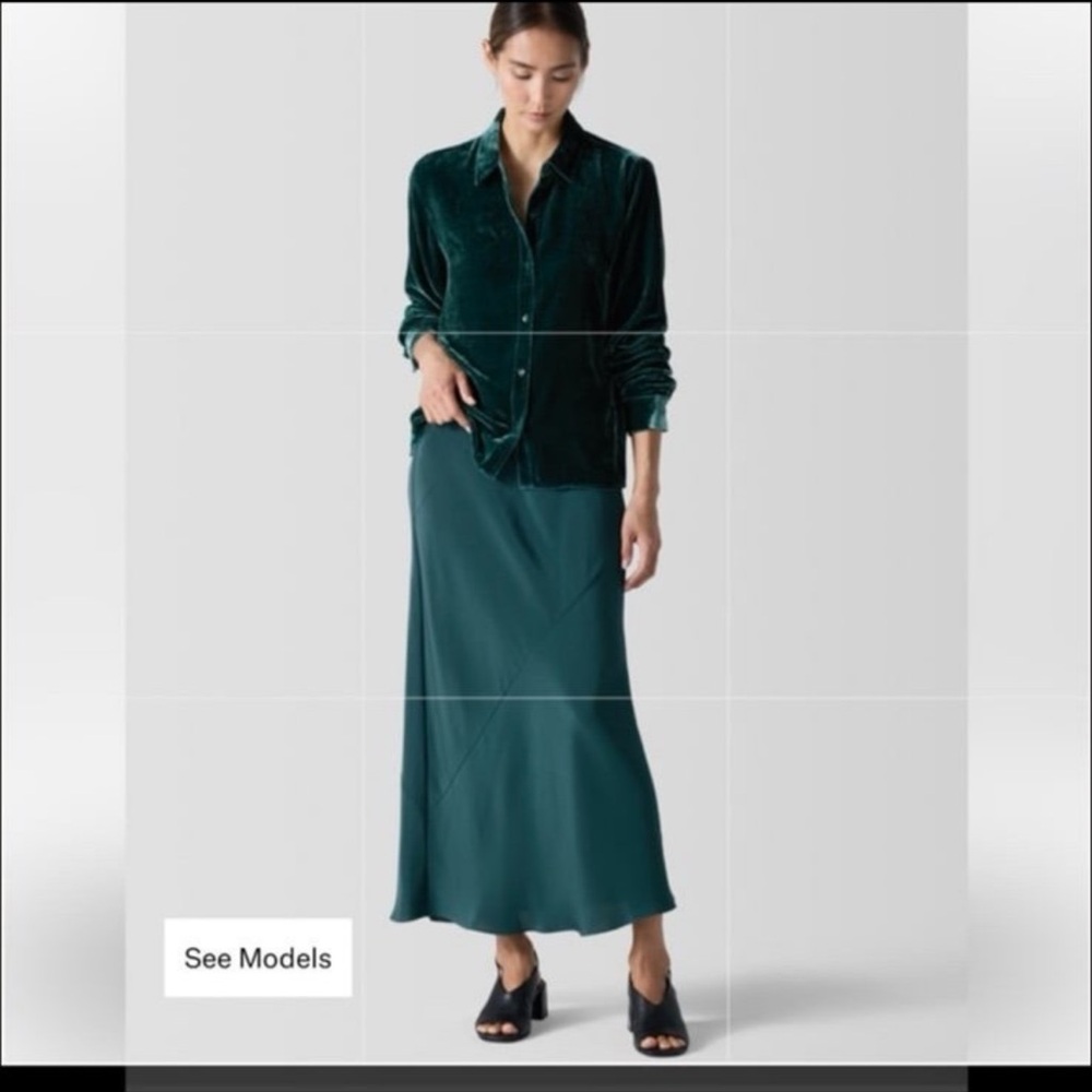 NWT EILEEN FISHER Silk Double Crepe Bias Skirt